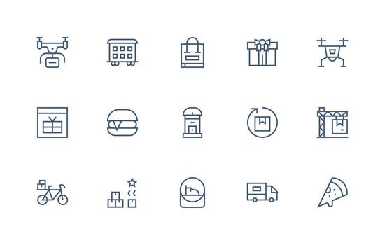 Delivery including 15 Regular Line Illustrations Scalable Icons for Cross-Platform Interfaces vector