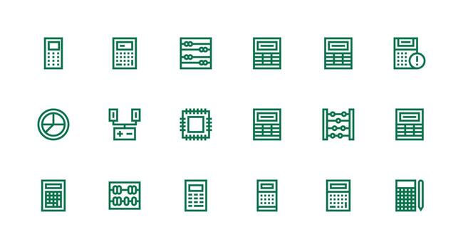 aritmética icono conjunto con 18 fuerte carrera línea gráficos profesional icono conjunto vector