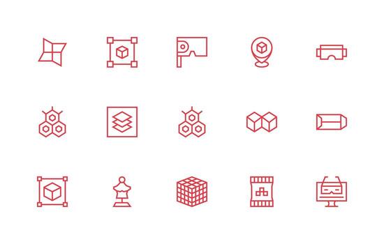 3D Visual Pack containing 15 Regular Line Icons Organized Pack for Project Assets vector