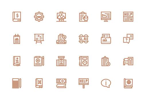 24 Documentation Icons in Thick Line Line Aesthetic Simplified Icon Pack for Visual Tools vector
