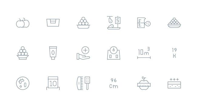 Quantity Visual Pack containing 18 Minimal Line Icons User Interface Icons for Digital Products vector