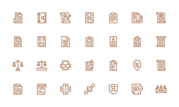 Contract Icon Set with 28 Bold Line Graphics Customizable Icon Series for Mobile Screens vector