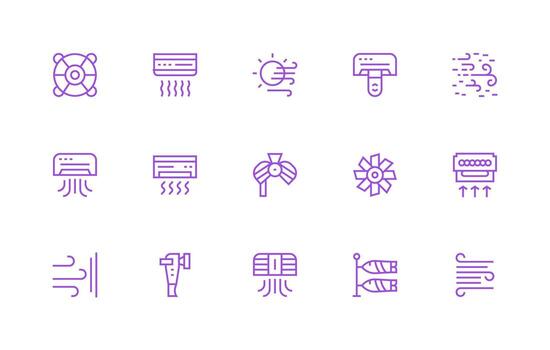 Airflow Design Icons featuring 15 in Regular Line Style Multi-Style Icons for Creative Projects vector