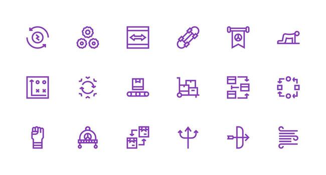 18 Strong Stroke Line Vectors for Movement Theme Complete Icon Set for Mobile Apps