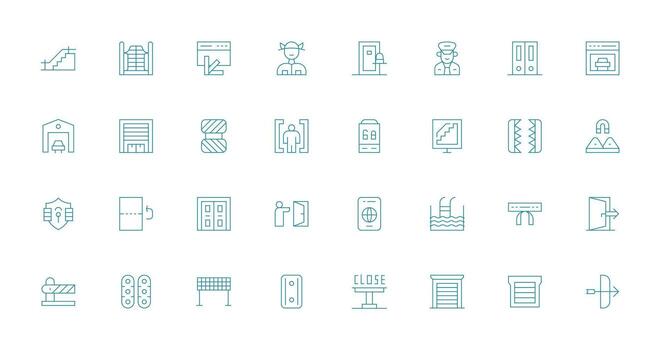 32 Delgado línea vectores para salida tema sensible icono conjunto para flexible diseños