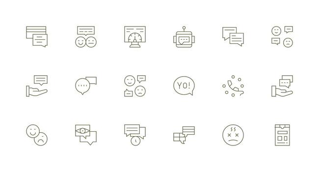 Minimal Line Style Response Icons with 18 Vectors Simple Icons for Interface and Wireframes