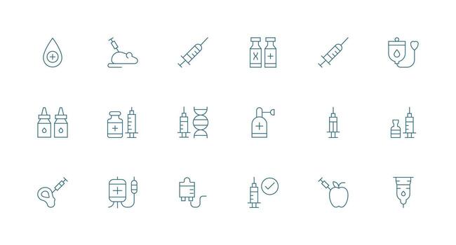 Injection featuring 18 Icons in Minimal Line Design UI Icon Set vector