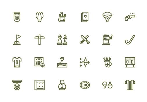 Game Icon Set with 24 Thick Line Line Graphics User Interface Icons for Digital Products vector