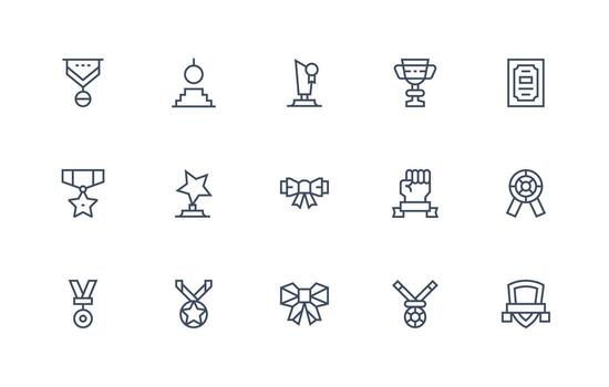 Merit featuring 15 Icons in Regular Line Design Editable Icon Collection vector