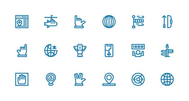 Navigation including 18 Strong Stroke Line Illustrations User Interface Icons for Digital Products vector