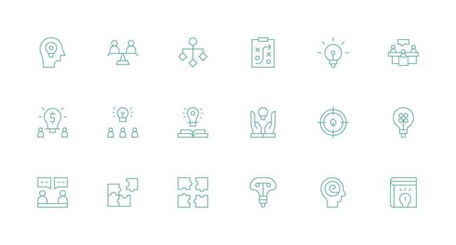 ProblemSolving Visual Pack containing 18 Minimal Line Icons Minimal Icon Set for Interface Projects vector