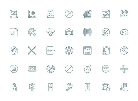 Light Line Style Access Denied Icons with 35 Vectors Multi-Purpose Icon Set