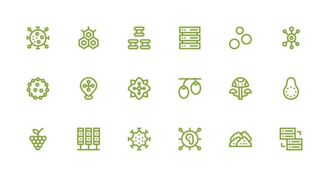 18 racimo íconos en fuerte carrera línea estético núcleo icono colección para diario Tareas vector