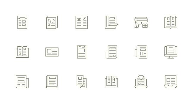 Magazine Set with 18 Minimal Line Icons Responsive Icon Set for Flexible Layouts vector