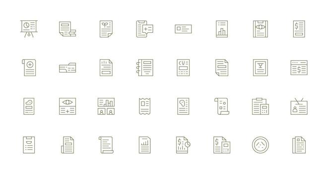 32 Delgado línea estilo íconos desde resumen colección núcleo icono colección para diario Tareas vector