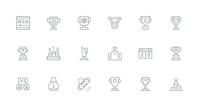 18 mínimo línea íconos para concurso gráficos plano icono conjunto vector