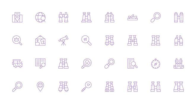 32 Thin Line Designs for Explore Icons Minimal Icon Set for Interface Projects vector