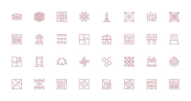 32 Thin Line Icons for Framework Graphics Web and App Icon Pack Collection vector