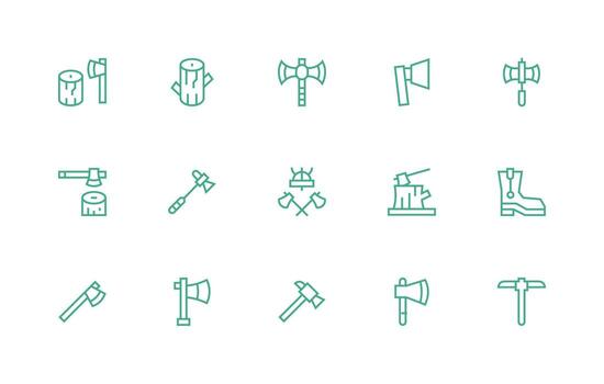 15 íconos para leñador en regular línea formato glifo icono serie vector