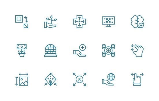 Expand Set with 15 Regular Line Icons Multi-Style Icon Collection vector