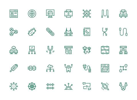 enlace conjunto con 35 regular limpiar línea íconos pulcramente diseñado íconos para web plataformas vector