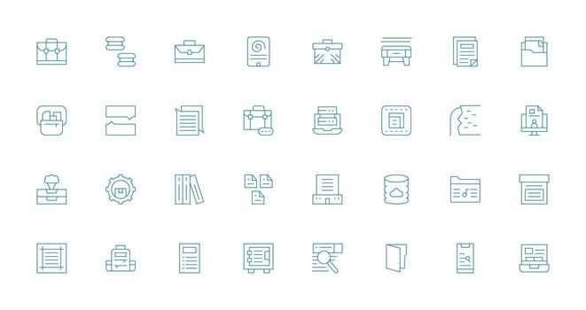 32 Thin Line Designs for Files Icons Simplified Icon Pack for Visual Tools vector