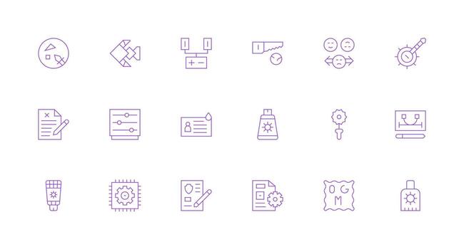 18 Icons for Modification in Minimal Line Format Balanced Icon Set for Functional Design vector