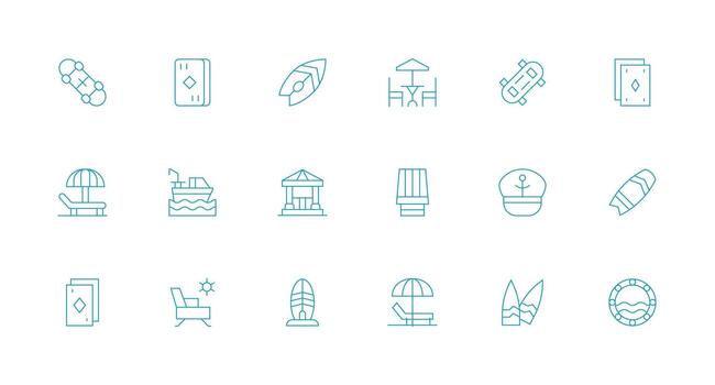 Deck Icon Collection with 18 Minimal Line Designs Multi-Style Icons for Creative Projects vector