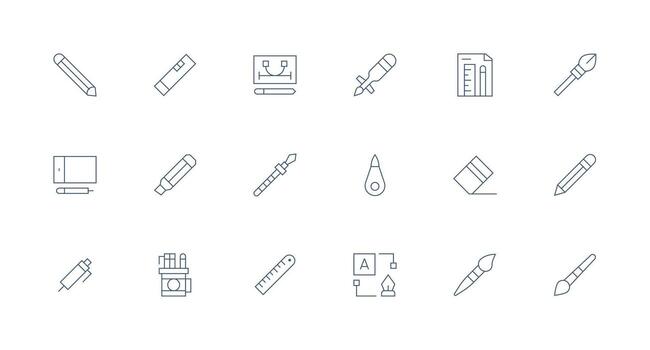 18 Minimal Line Style Icons from Drawing Tool Collection Versatile Icon Collection for Designers vector