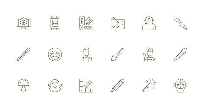 digital Arte icono conjunto con 18 mínimo línea gráficos inteligente icono colección vector