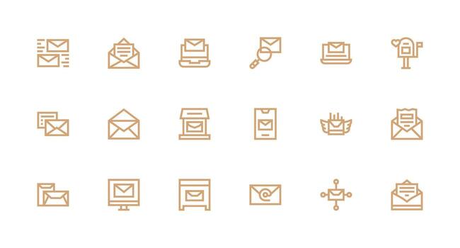 fuerte carrera línea íconos desde digital correo conjunto con 18 vectores ordenado icono conjunto