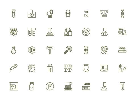 Laboratory Set with 35 Regular Clean Line Icons Optimized Icon Pack for Digital Products vector