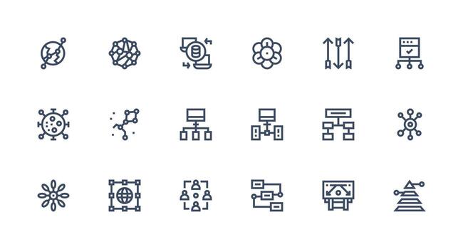 18 fuerte carrera línea íconos para datos fluir gráficos ligero icono serie para rápido prototipos vector