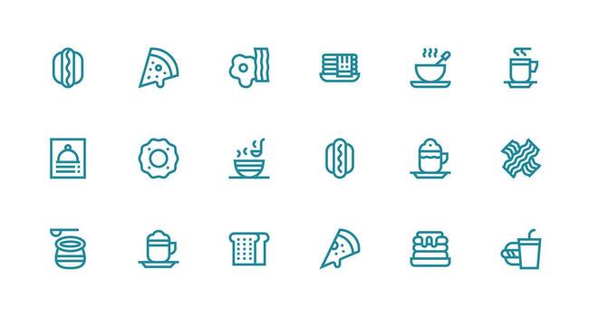 Diner Icon Set with 18 Strong Stroke Line Graphics Design Ready Icon Set for Teams vector