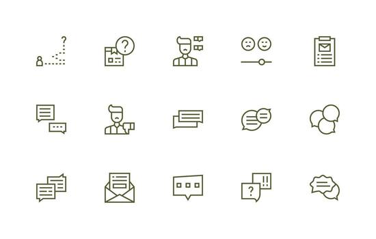 Feedback Form Visual Pack containing 15 Regular Line Icons Web and App Icon Pack Collection vector