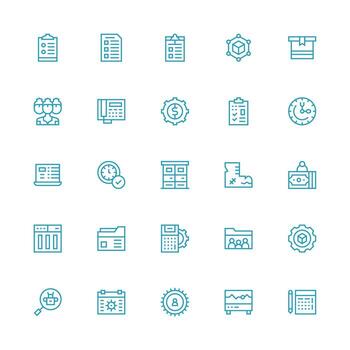 administración icono conjunto con 25 medio carrera contorno gráficos escalable íconos para multiplataforma interfaces vector