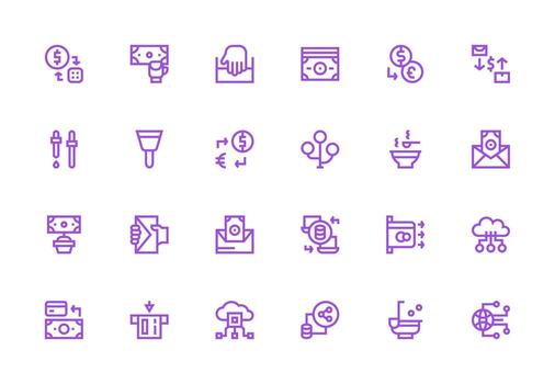 Thick Line Line Style Transfer Icons with 24 Vectors Clean Icon Collection for Web Use