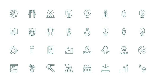 Growth Icon Set with 32 Thin Line Graphics Pixel Perfect Icon Set vector