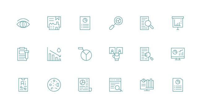 Minimal Line Style Data Analysis Icons with 18 Vectors Icons Built for Visual Consistency Pack