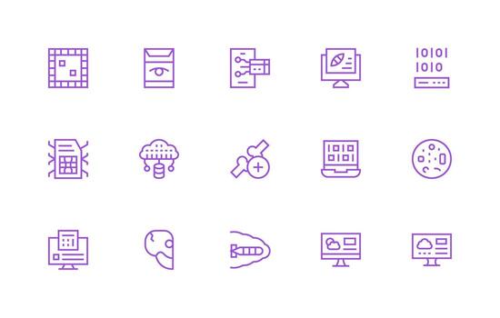 Regular Line Style Digital Data Icons with 15 Vectors App Icon Pack