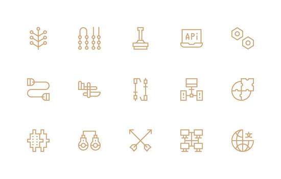 15 Regular Line Designs for Connection Point Icons Compact Icon Pack vector
