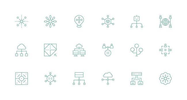 repartido presentando 18 íconos en mínimo línea diseño núcleo icono colección para diario Tareas vector