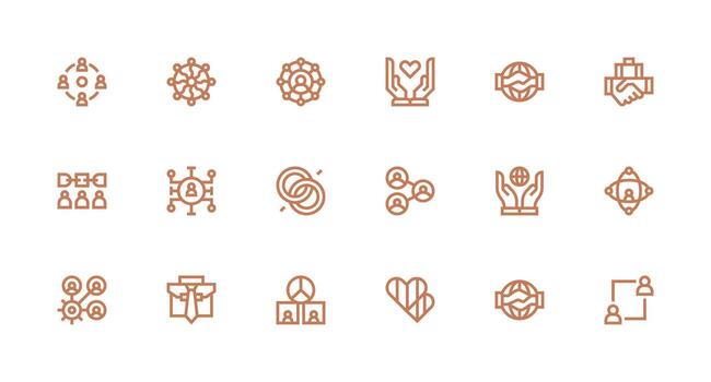 18 fuerte carrera línea íconos para camaradería gráficos claro y conciso icono conjunto colección vector