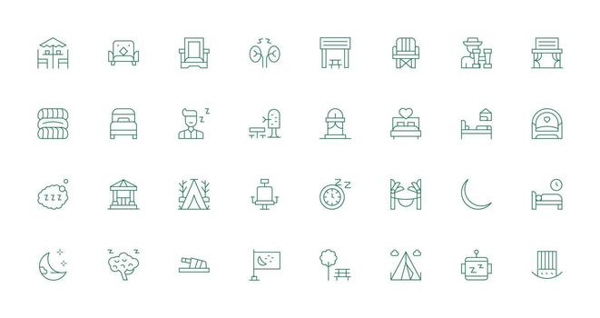 Rest Visual Pack containing 32 Thin Line Icons Design Ready Icon Set for Teams vector