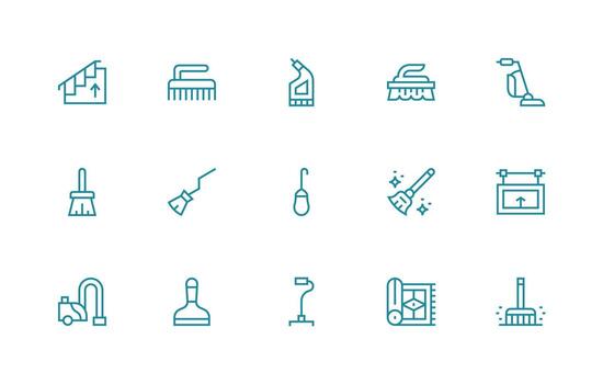 Floor Design Icons featuring 15 in Regular Line Style Organized Pack for Project Assets vector