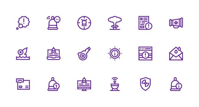 Strong Stroke Line Icons from Alert Set with 18 Vectors Line Icon Collection