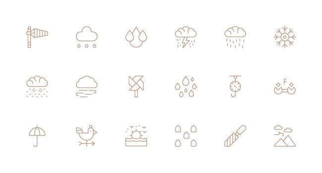 18 Minimal Line Icons for Weather Graphics Simple Icons for Interface and Wireframes vector