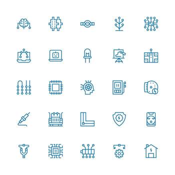 25 íconos para circuito en medio carrera contorno formato editable icono colección vector