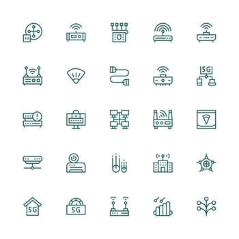 medio carrera contorno íconos desde enrutador conjunto con 25 vectores ui y ux enfocado icono colección