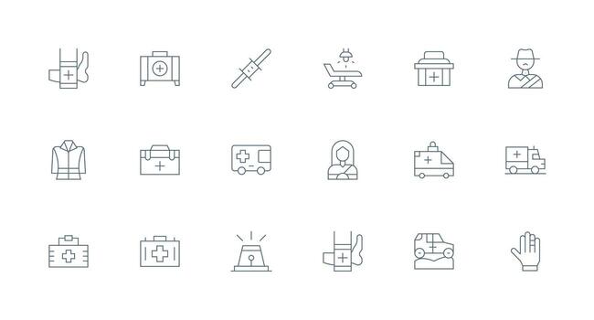 Minimal Line Icons from First Responder Set with 18 Vectors Neatly Designed Icons for Web Platforms